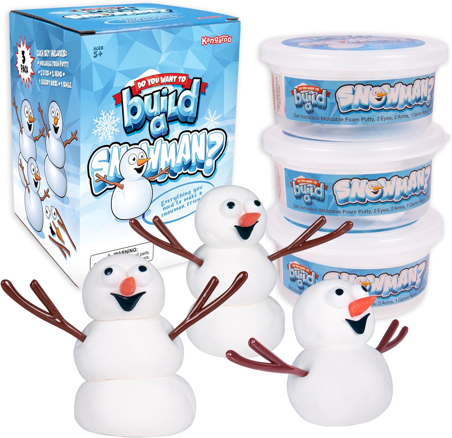 Kangaroo 3 Pack Build a Snowman Kit Snowballs Toys for Kids