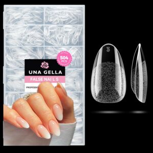 Limited time deal $9.49 savings-32% UNA GELLA Short Oval Almond Fake Nails 504pcs